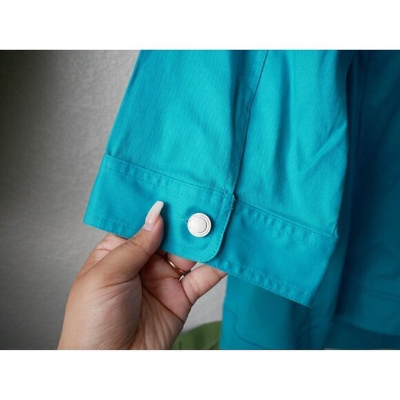 Christopher & Banks Women Turquoise Button Down Jacket Overcoat Basics NWT 3x - Picture 8 of 11